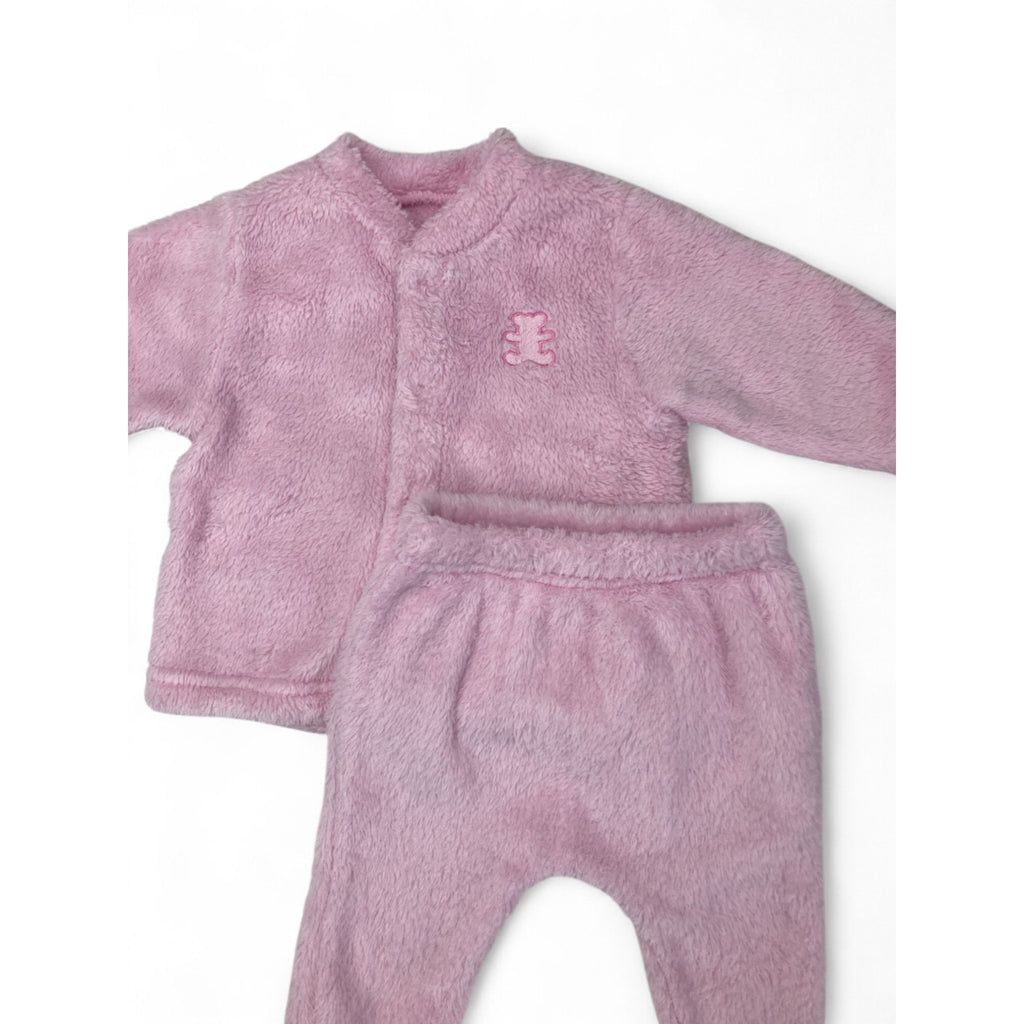 1-3M Light Pink Fleece Snap Top & Footed Leggings - Woolworths