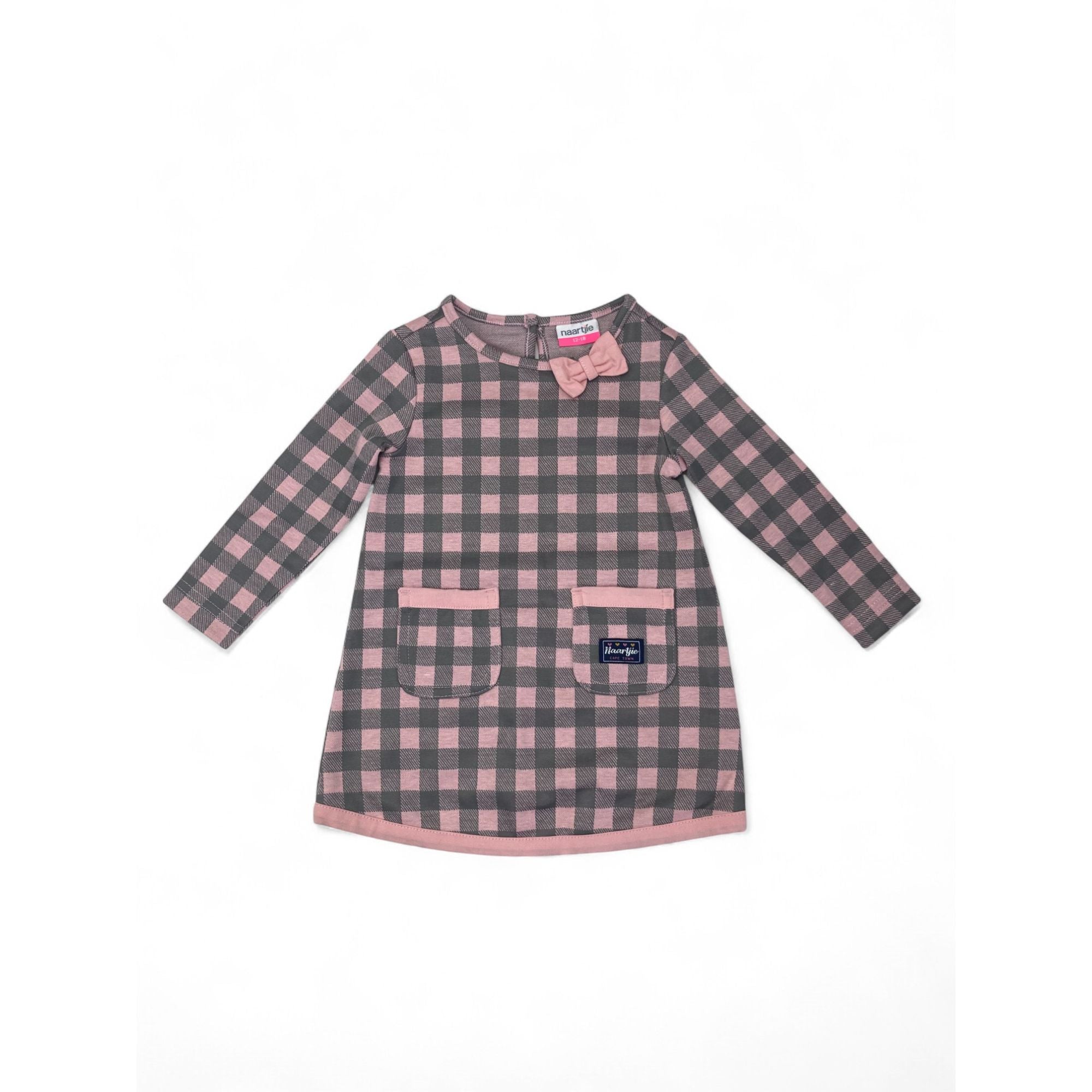 12-18M Dusty Pink & Grey Check Tunic Dress - Naartjie