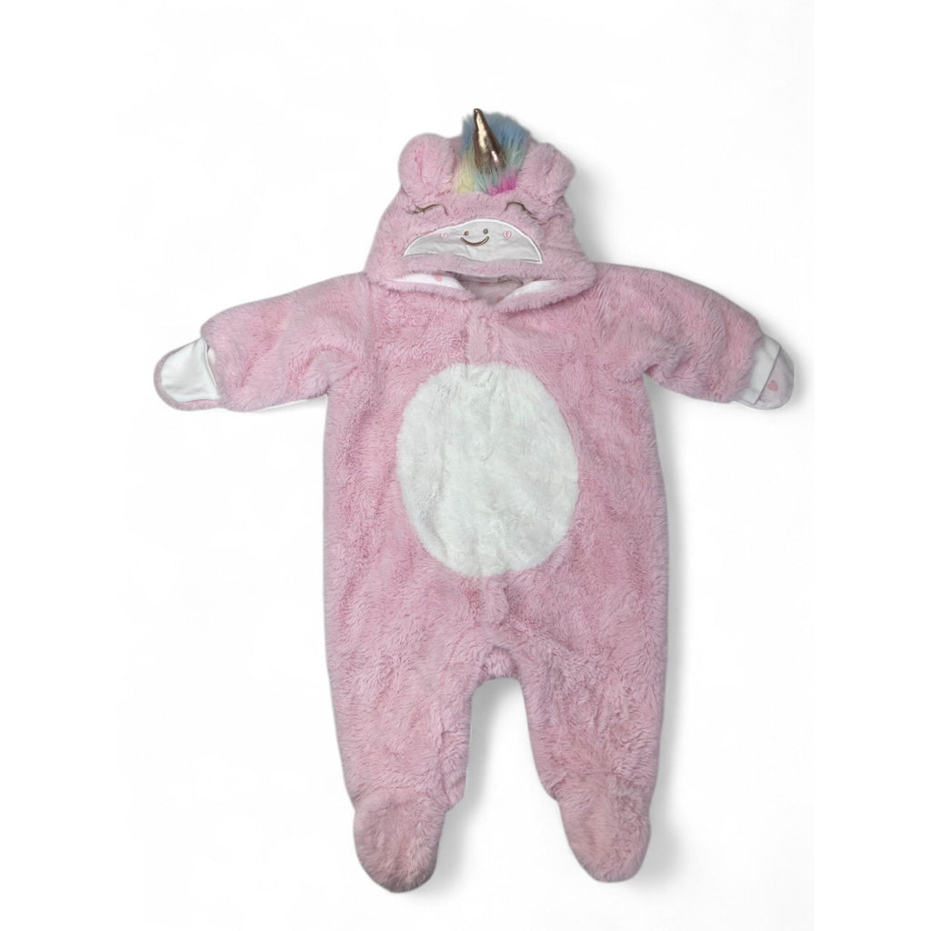1-3M Light Pink Fleece Lined Unicorn Onesie - Woolworths