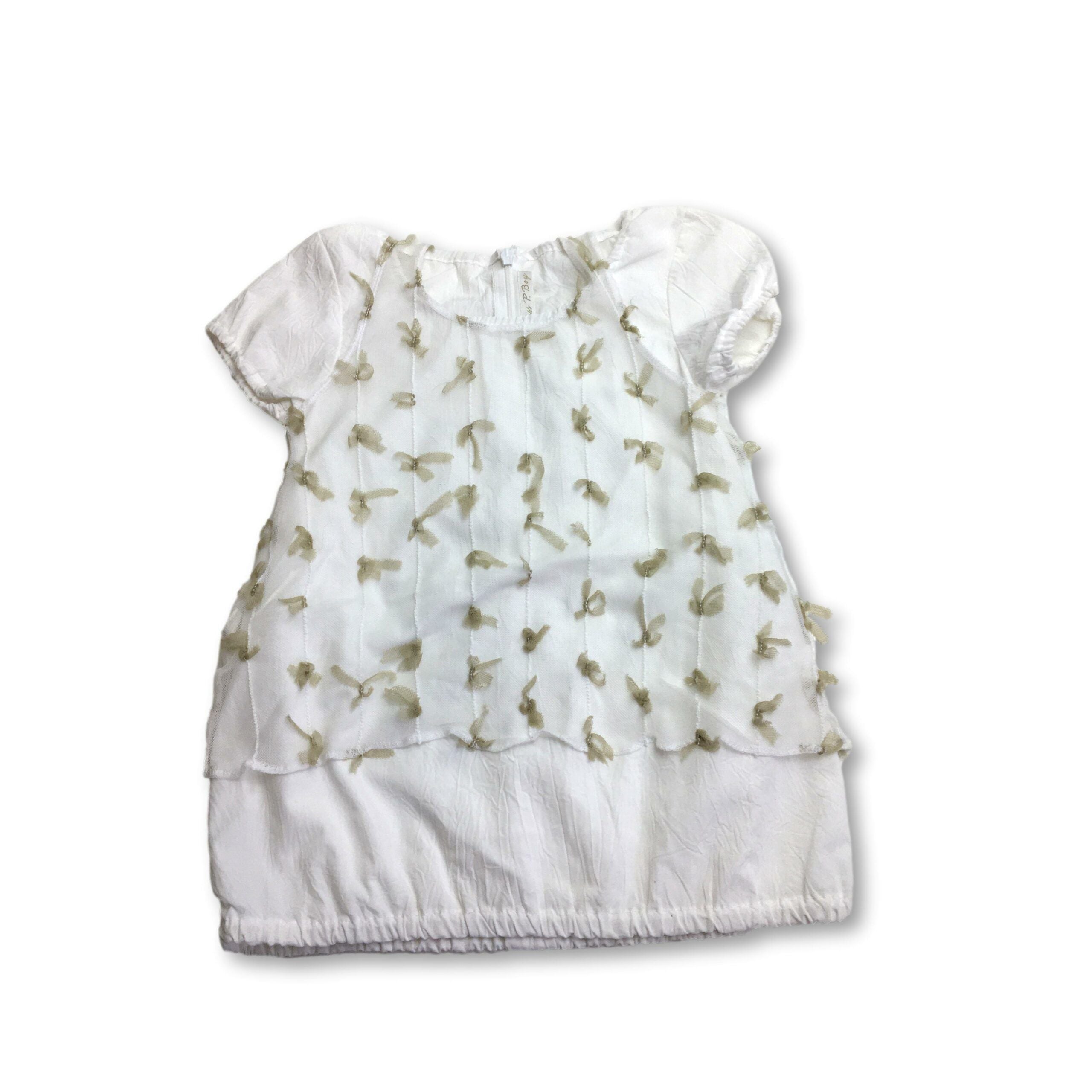 1Y White & Green Tulle Tunic Dress - Miss P. Boy
