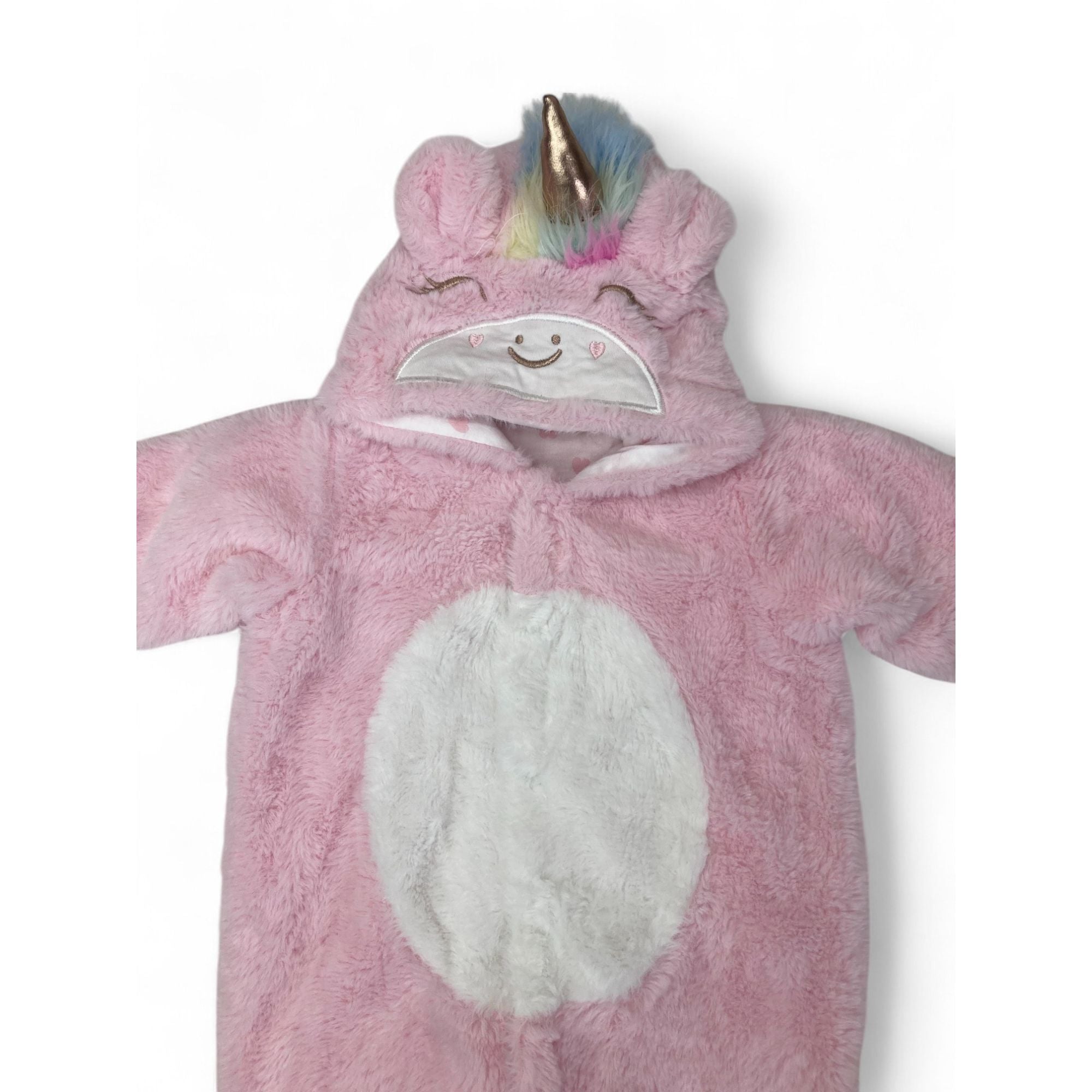 1-3M Light Pink Fleece Lined Unicorn Onesie - Woolworths