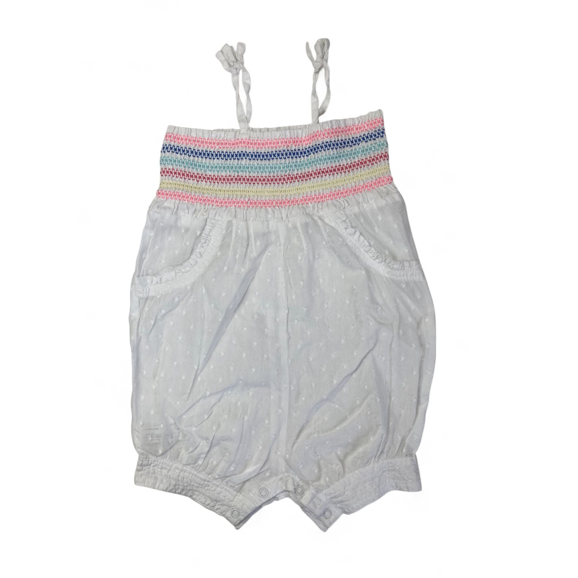 12-18M White Shirred Pindot Romper - Woolworths