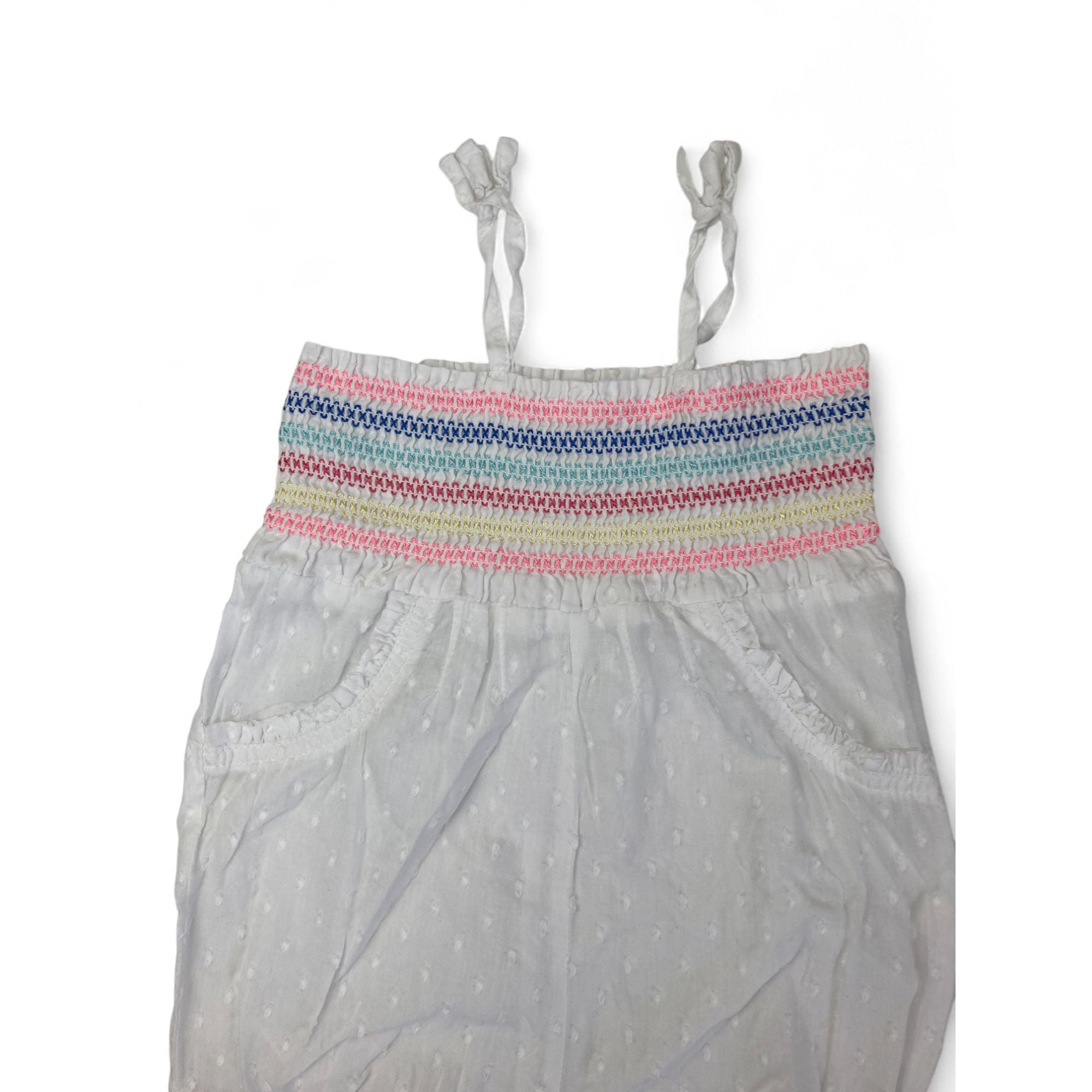 12-18M White Shirred Pindot Romper - Woolworths