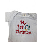 0-3M White Embroidered 1st Christmas Bodysuit - Tiny Tots