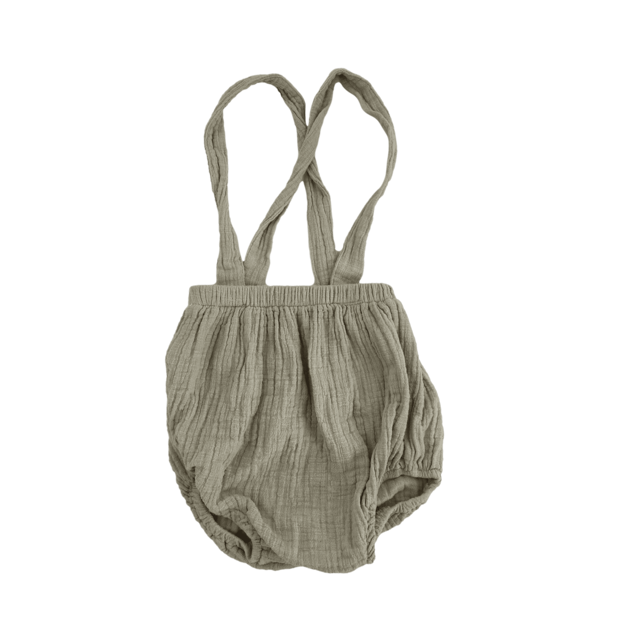 18-24M Moss Green Cotton Gauze Suspender Bloomer - Baby Star