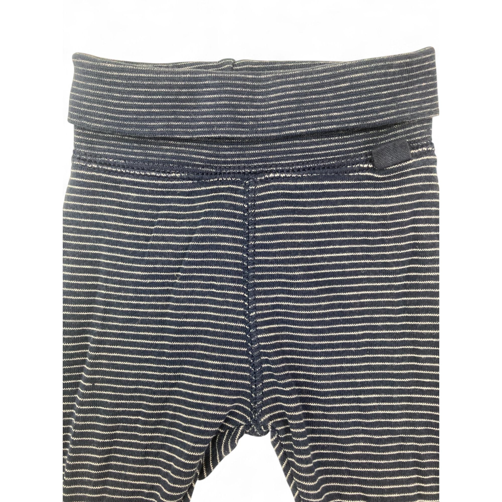 US 0-1M Navy Blue & White Stripe Organic Cotton Footed Leggings - H&M