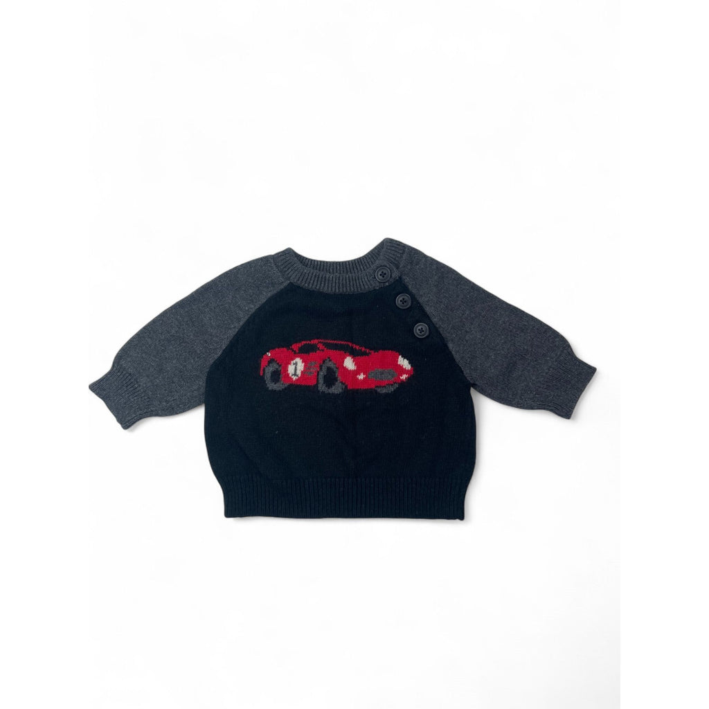 0-3M Black & Grey Car Knit Sweater - Gap