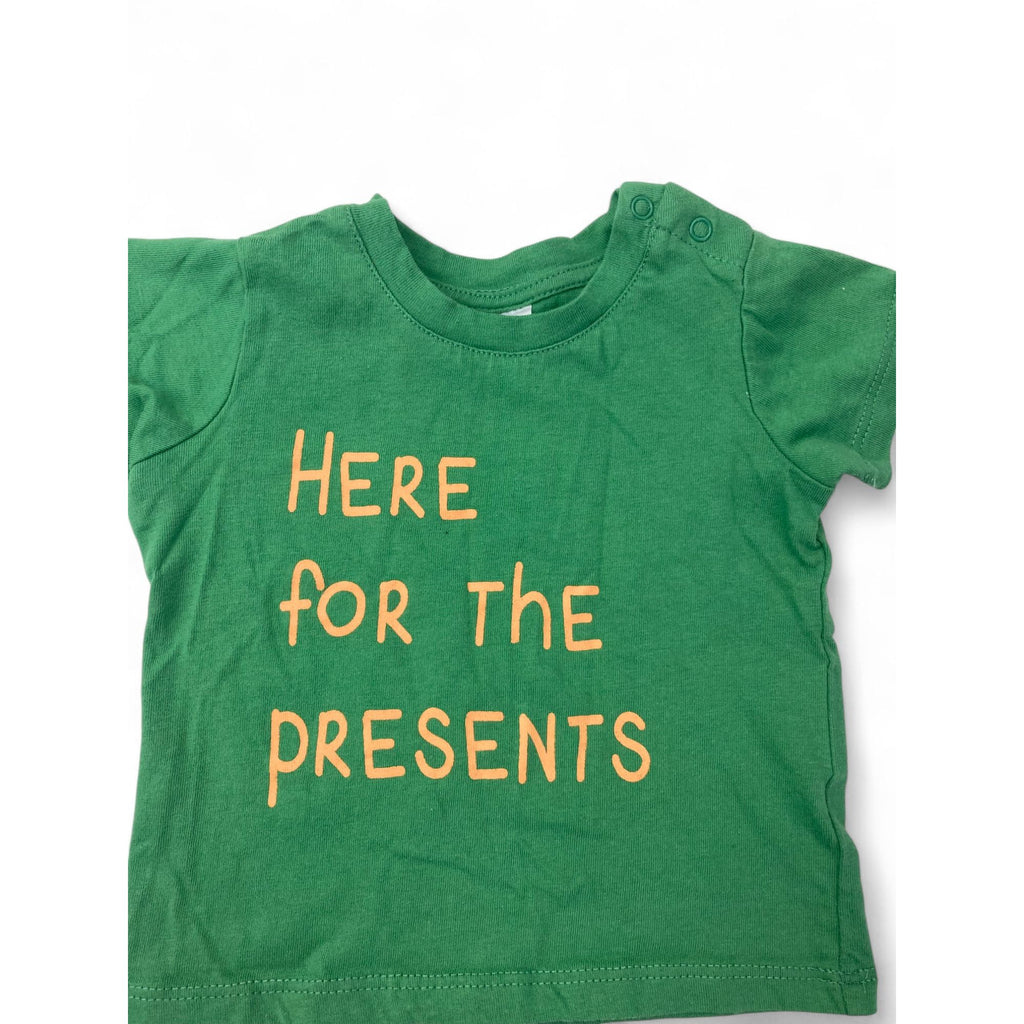 0-3M Green & Orange "Here For the Presents" T Shirt - Cotton On