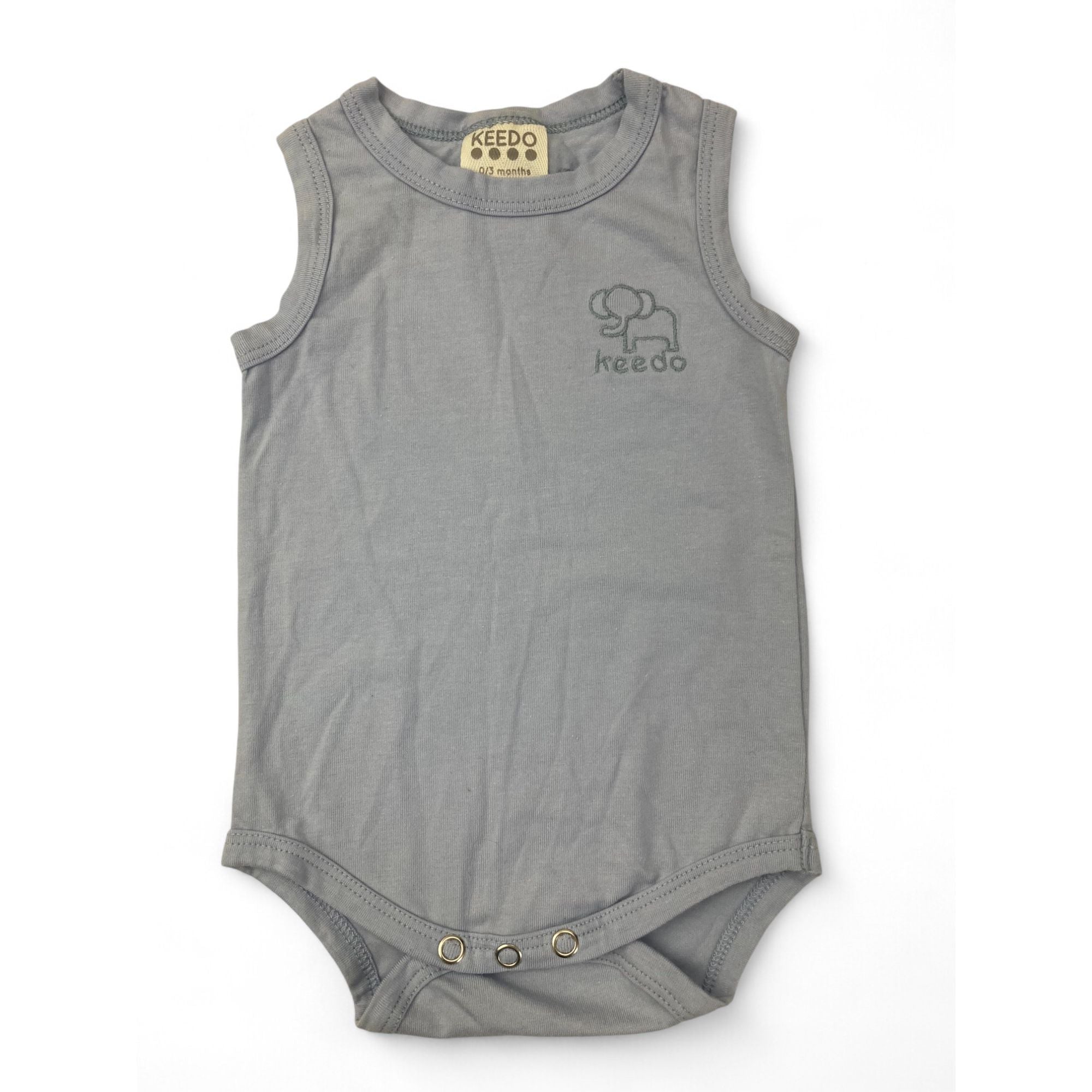 0-3M Light Blue Sleeveless Bodysuit - Keedo