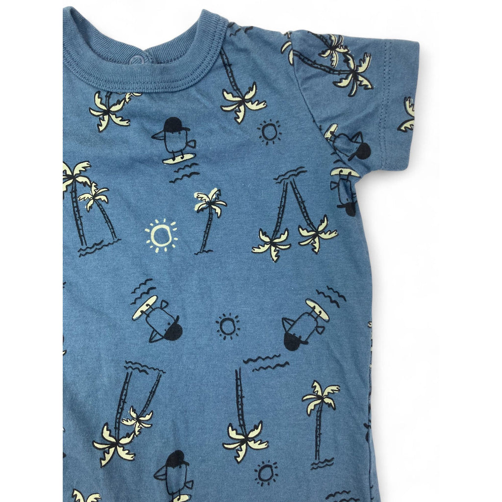 1-3M Dusty Blue Palm Tree Romper - Woolworths