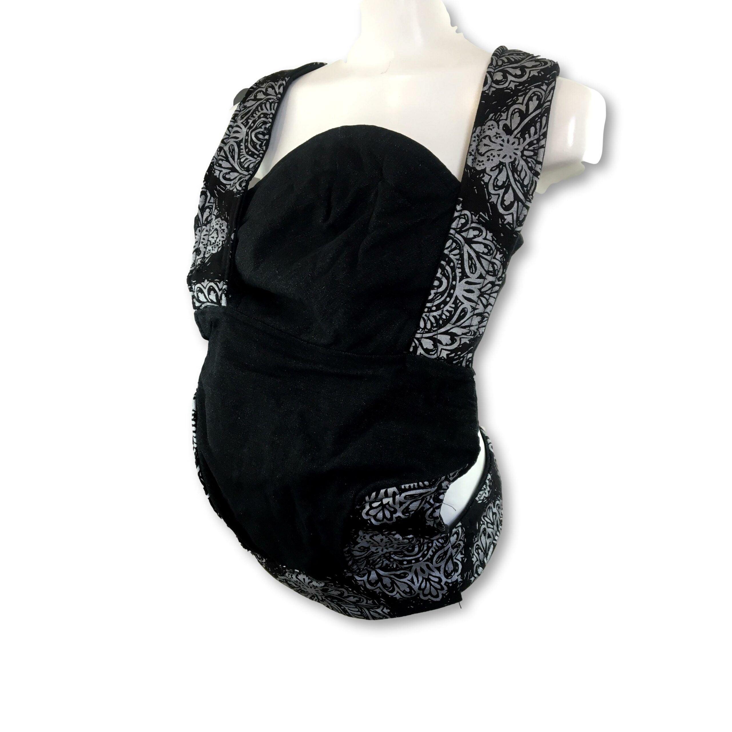 Newborn - Black Denim Printed Carrier - African Baby Carrier