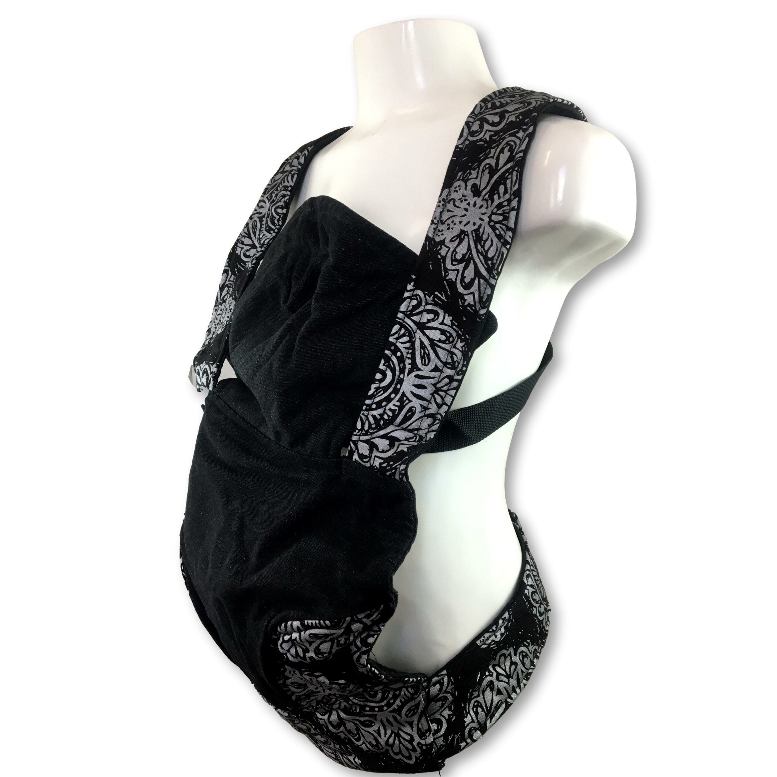 Newborn - Black Denim Printed Carrier - African Baby Carrier