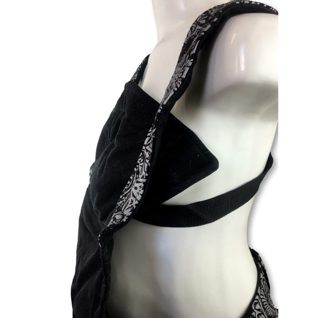 Newborn - Black Denim Printed Carrier - African Baby Carrier