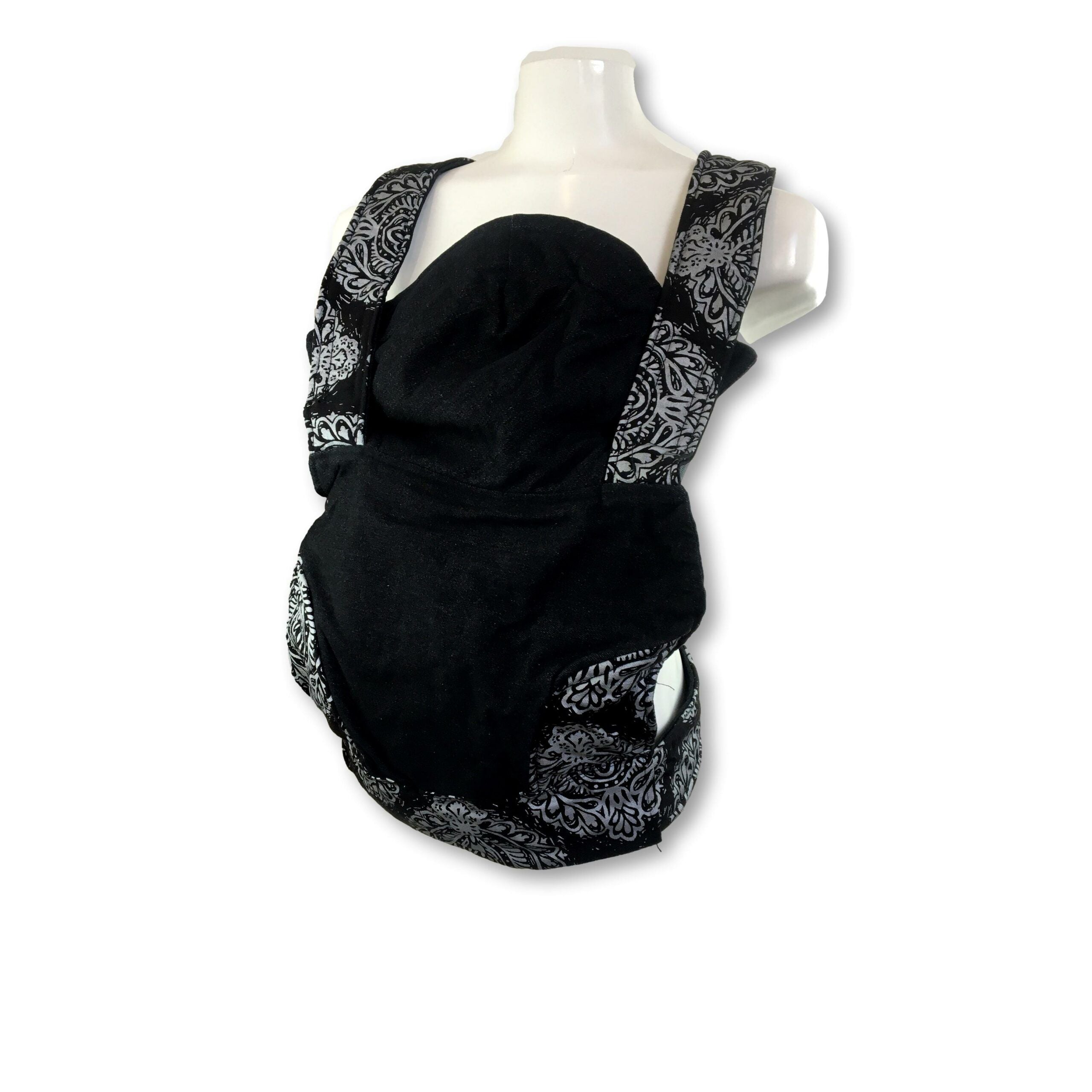 Newborn - Black Denim Printed Carrier - African Baby Carrier