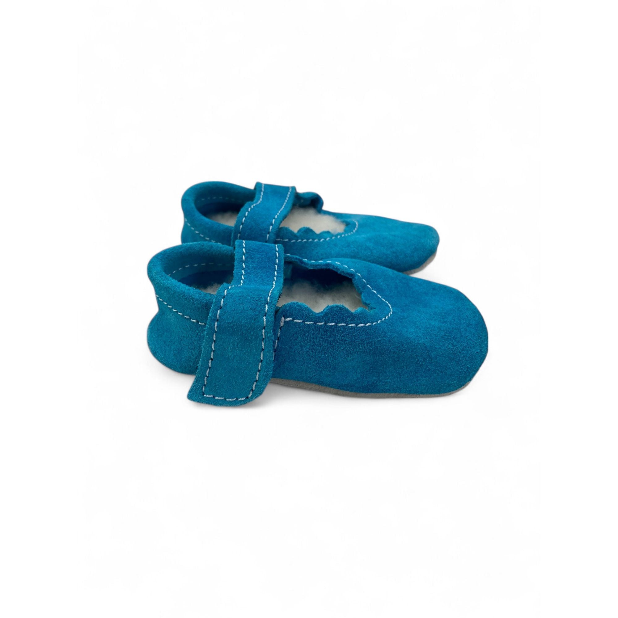 3-6M Aqua Blue Suede Mary Jane Soft Soles