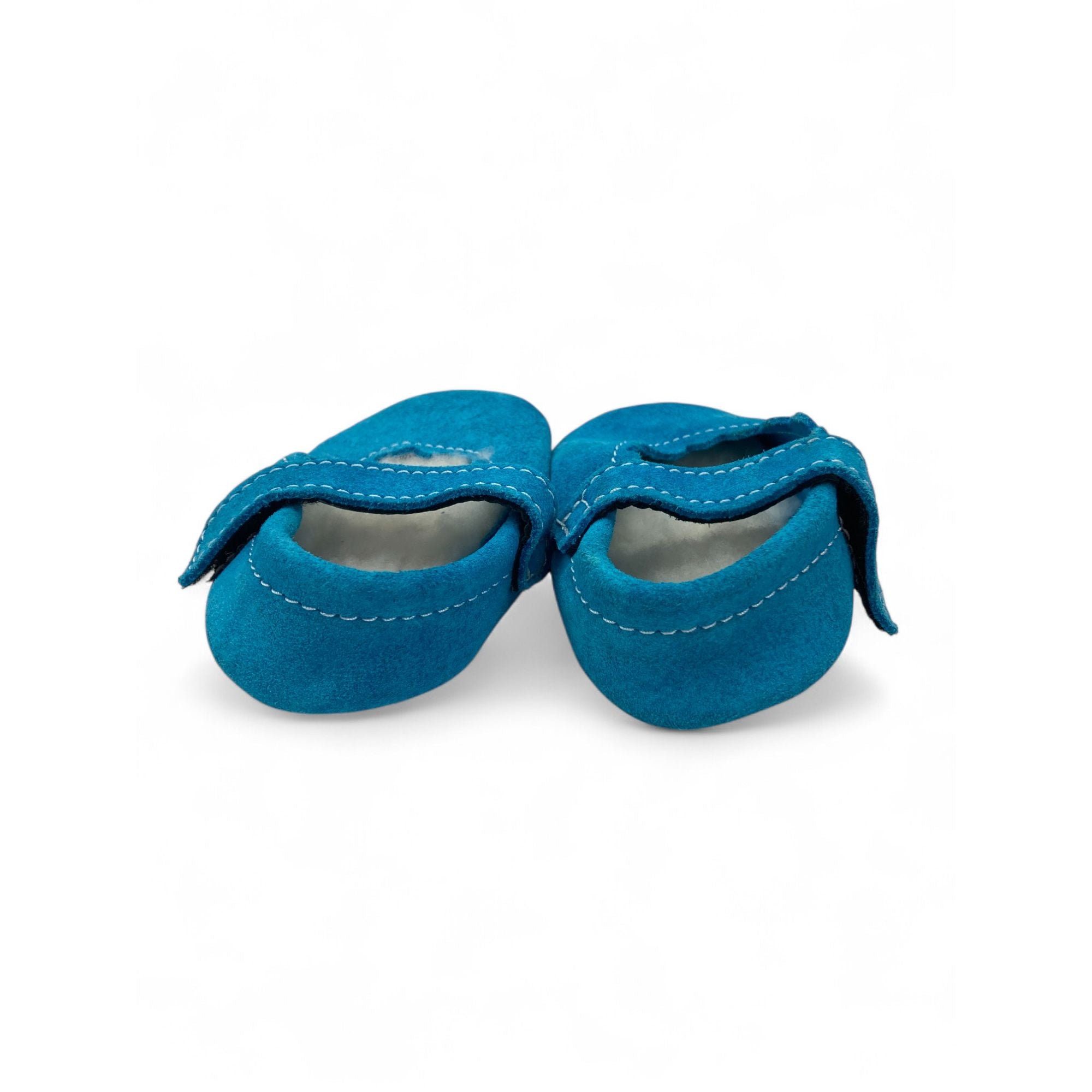 3-6M Aqua Blue Suede Mary Jane Soft Soles