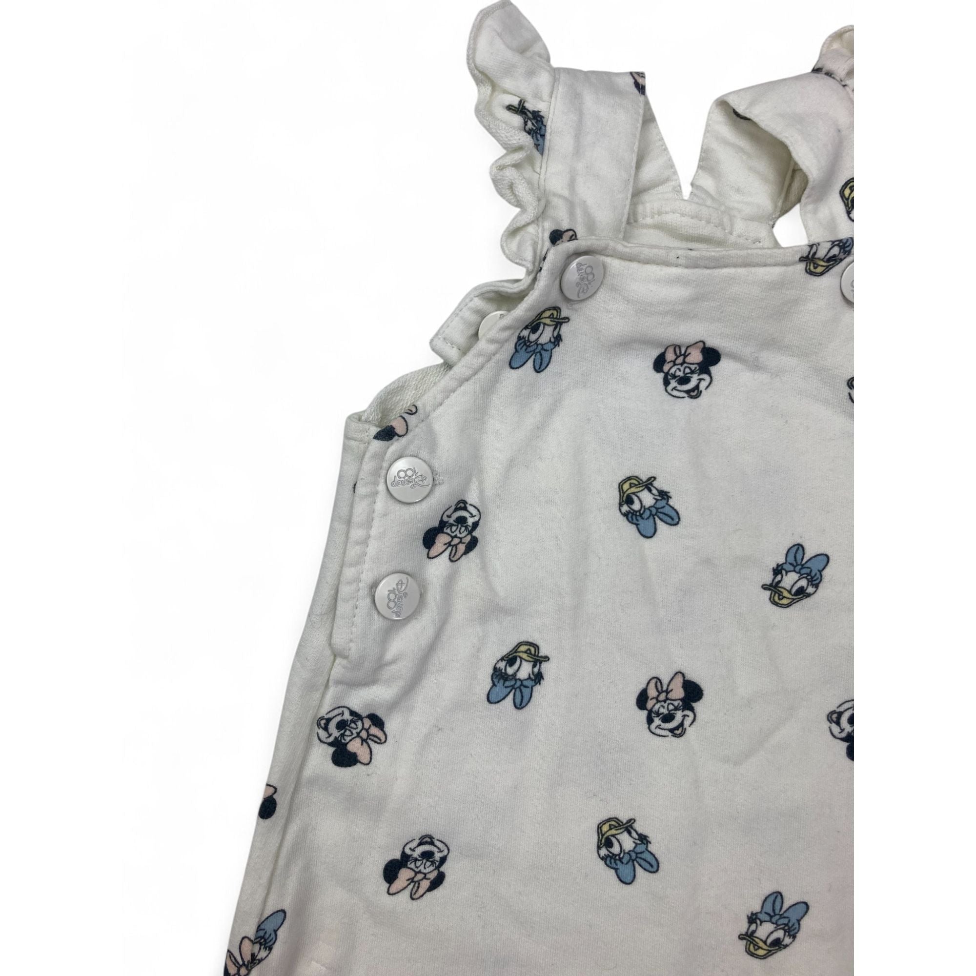 0-3M Cream Daisy & Minnie Dungaree Romper - Disney