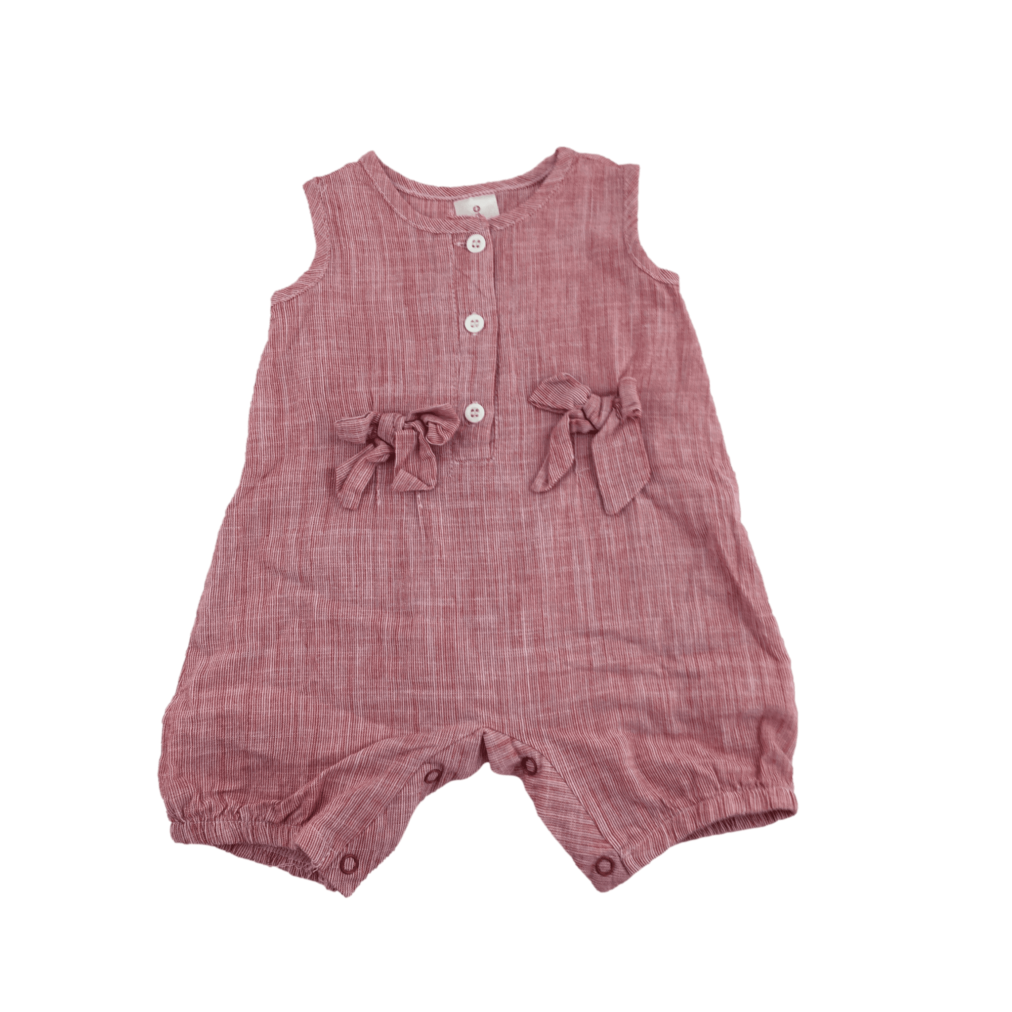 0-3M Red & White Pinstripe Sleeveless Romper - Clicks