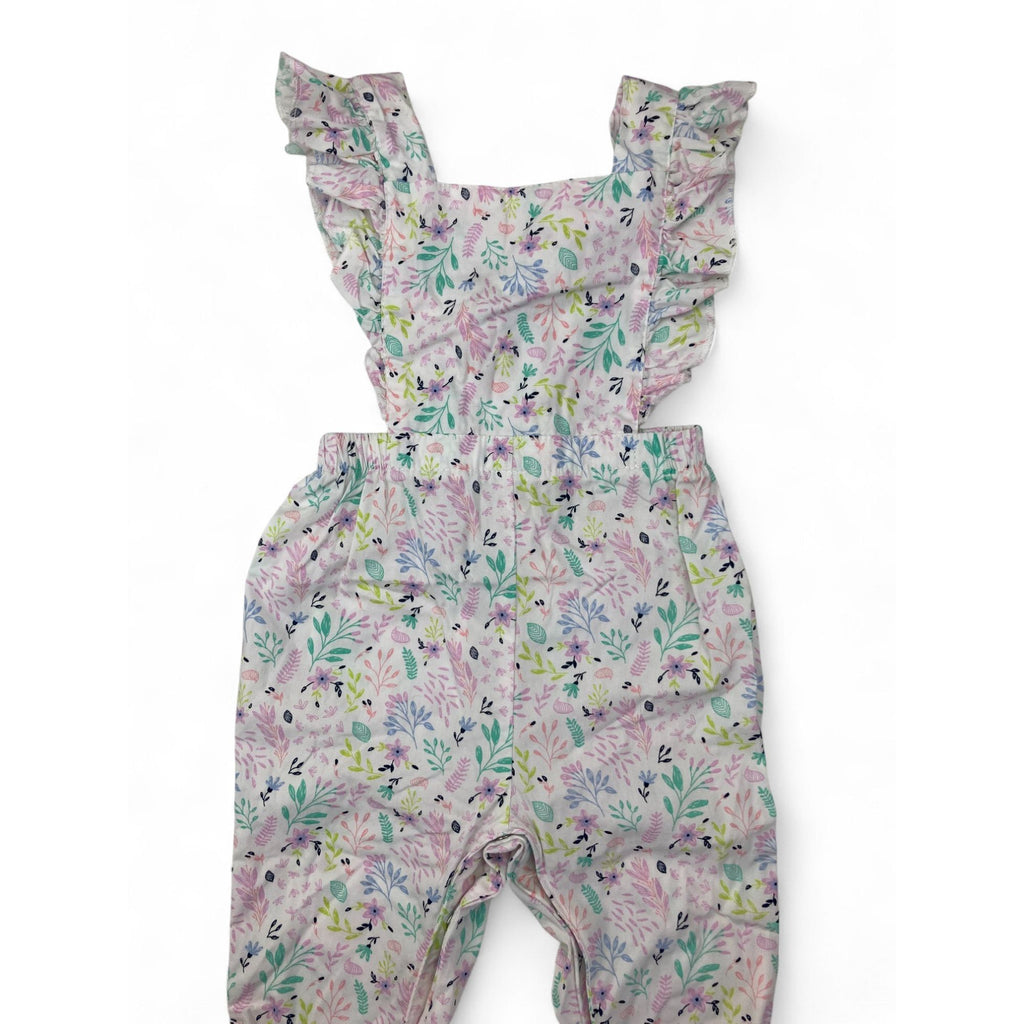 6-12M Pastel Floral Pinafore Cotton Romper - Clicks