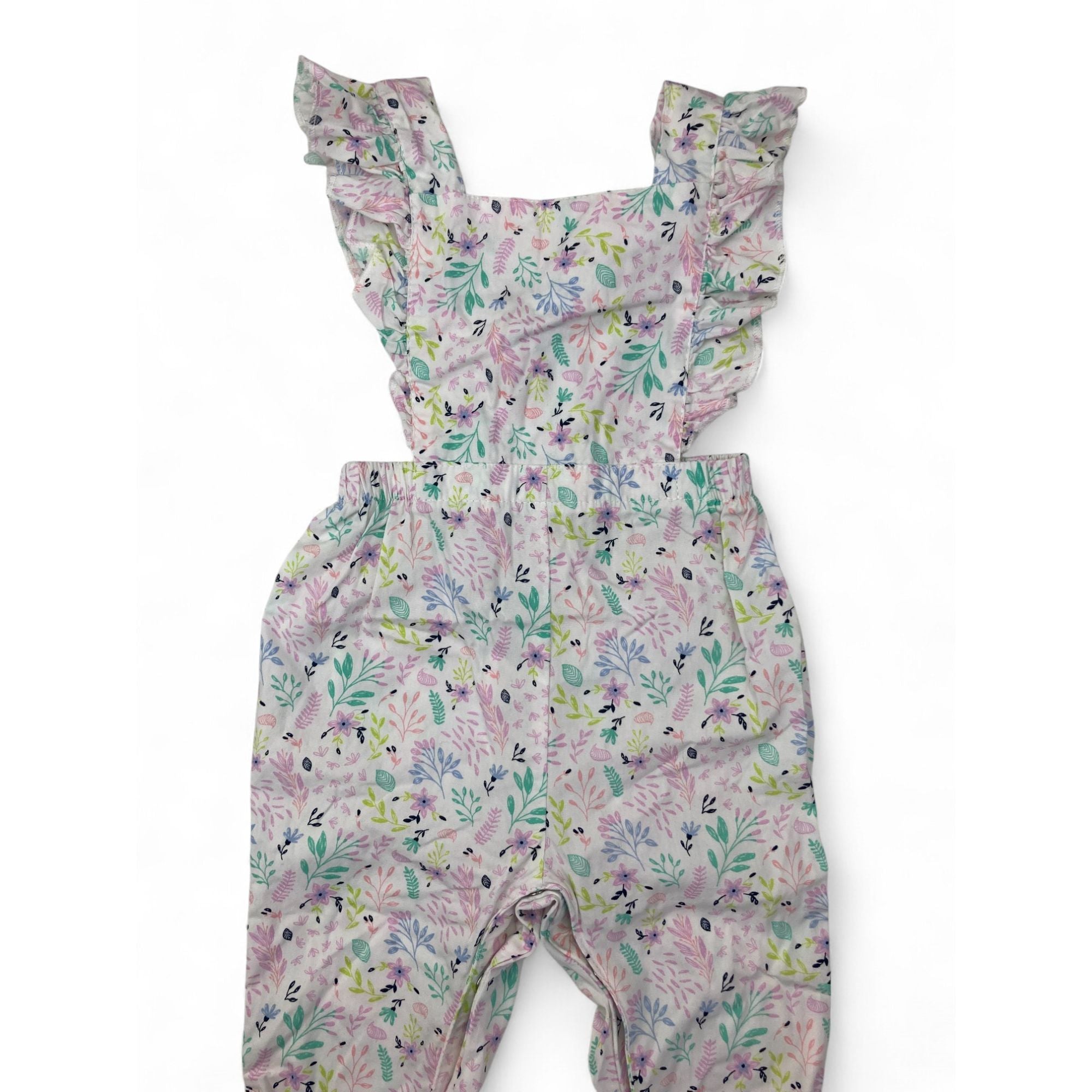 6-12M Pastel Floral Pinafore Cotton Romper - Clicks