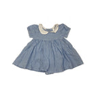 0-3M Light Blue Gingham Dress Romper - Jet