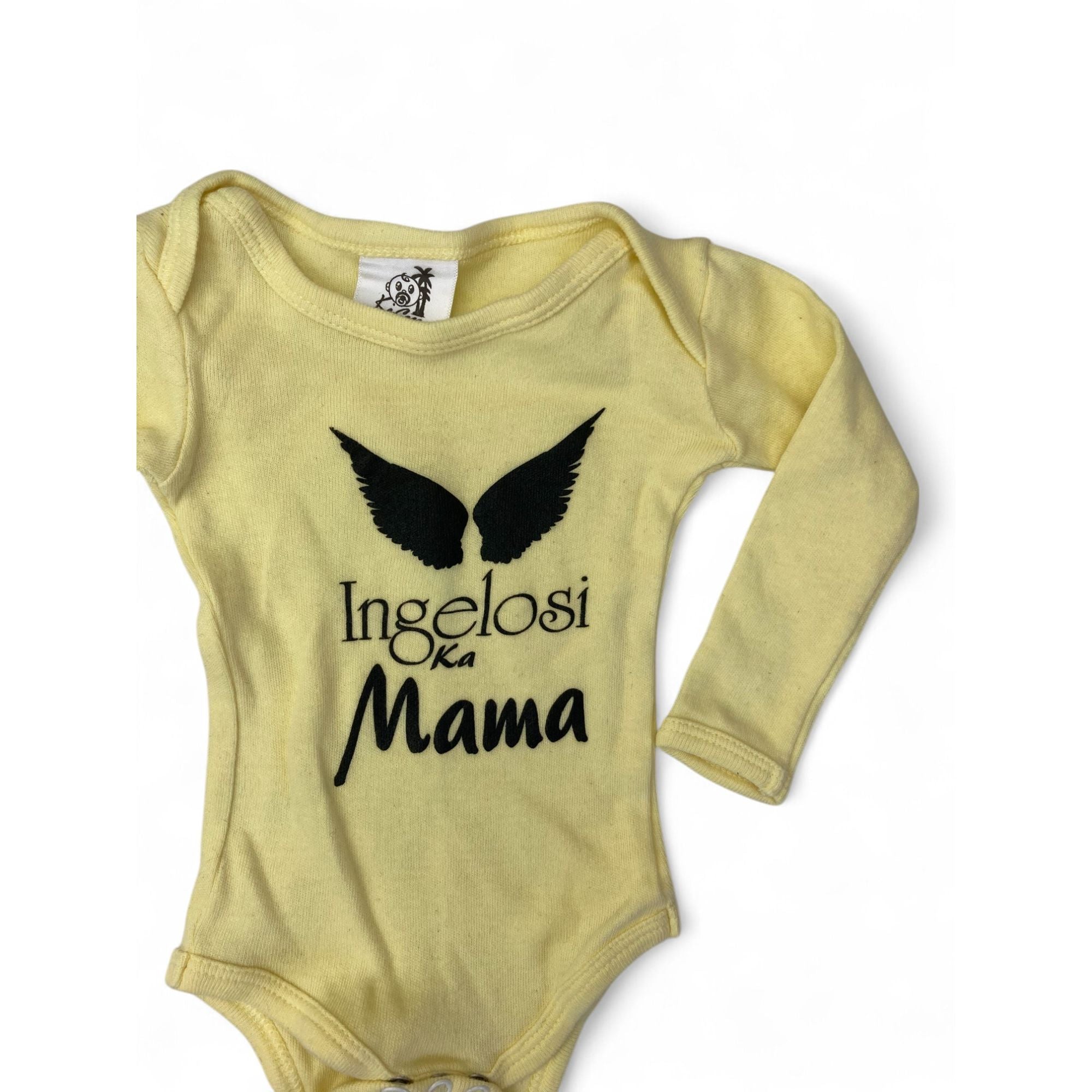 0-3M Light Yellow "Ingelosi Ka Mama" Bodysuit - KiCoco