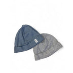 UK 1-2M Grey Melange & Blue Stripe Beanies - H&M
