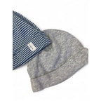 UK 1-2M Grey Melange & Blue Stripe Beanies - H&M