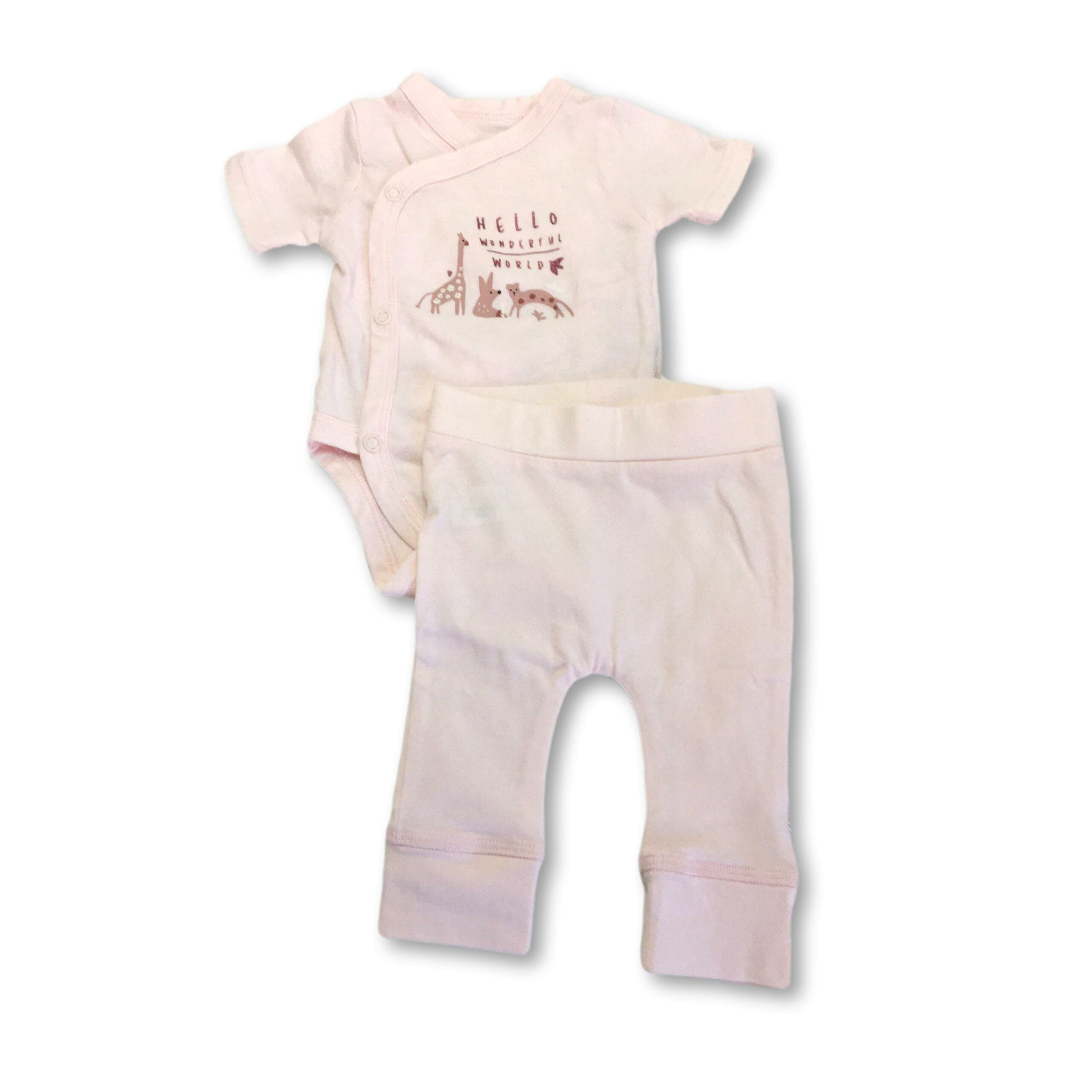 1-3M Light Pink Side Snap Bodysuit & Leggings - Woolworths