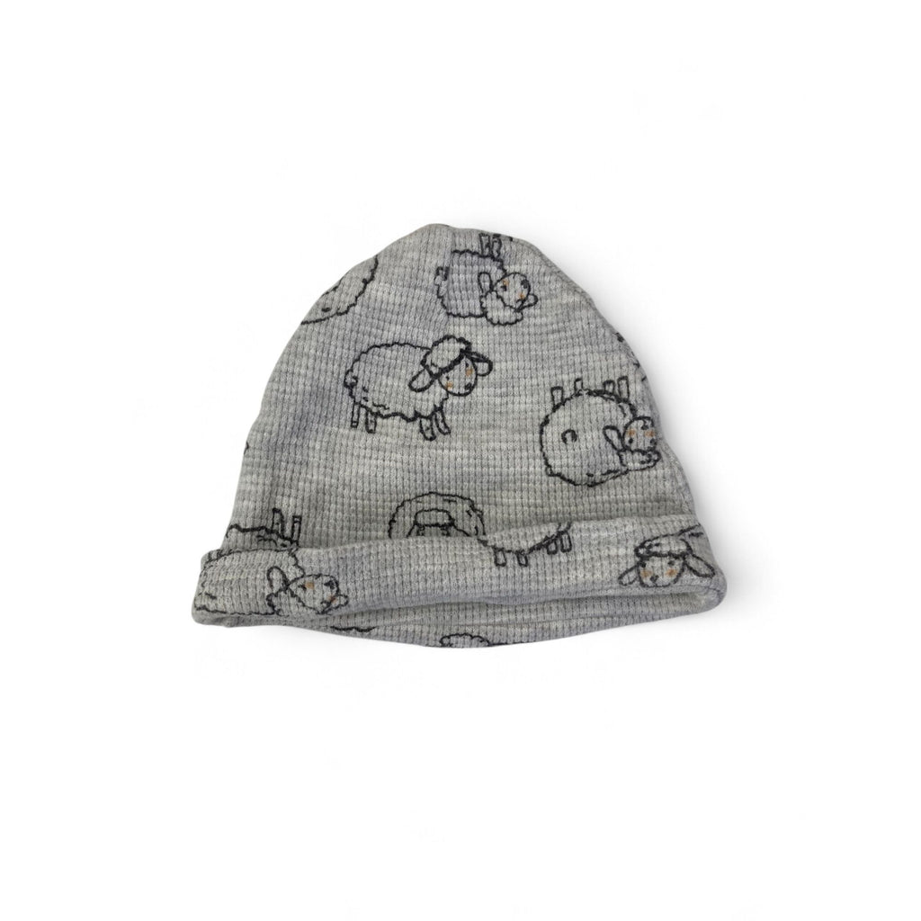 0-3M Grey Waffle Knit Lamb Beanie - Up Baby
