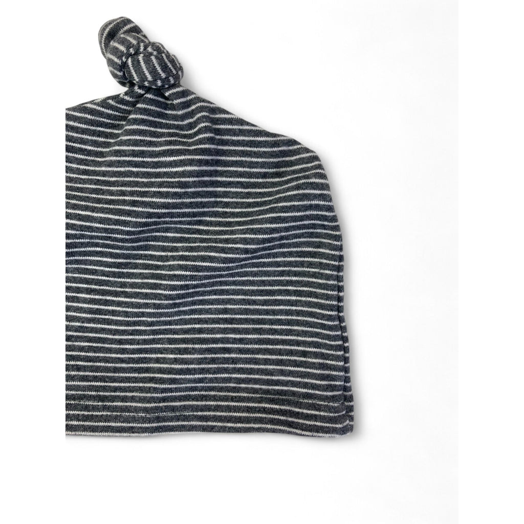0-6M Grey & White Stripe Knot Beanie - Cotton On
