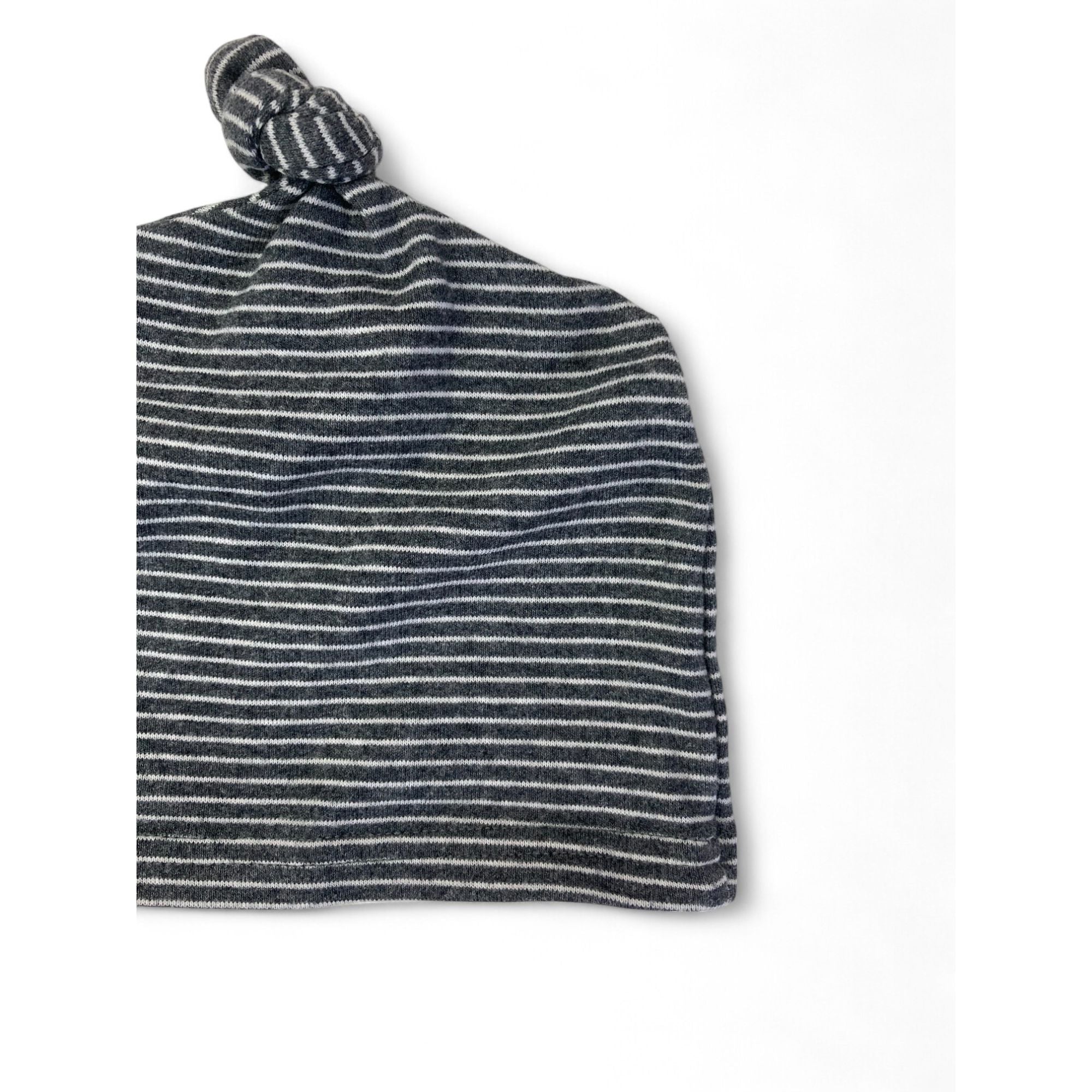 0-6M Grey & White Stripe Knot Beanie - Cotton On