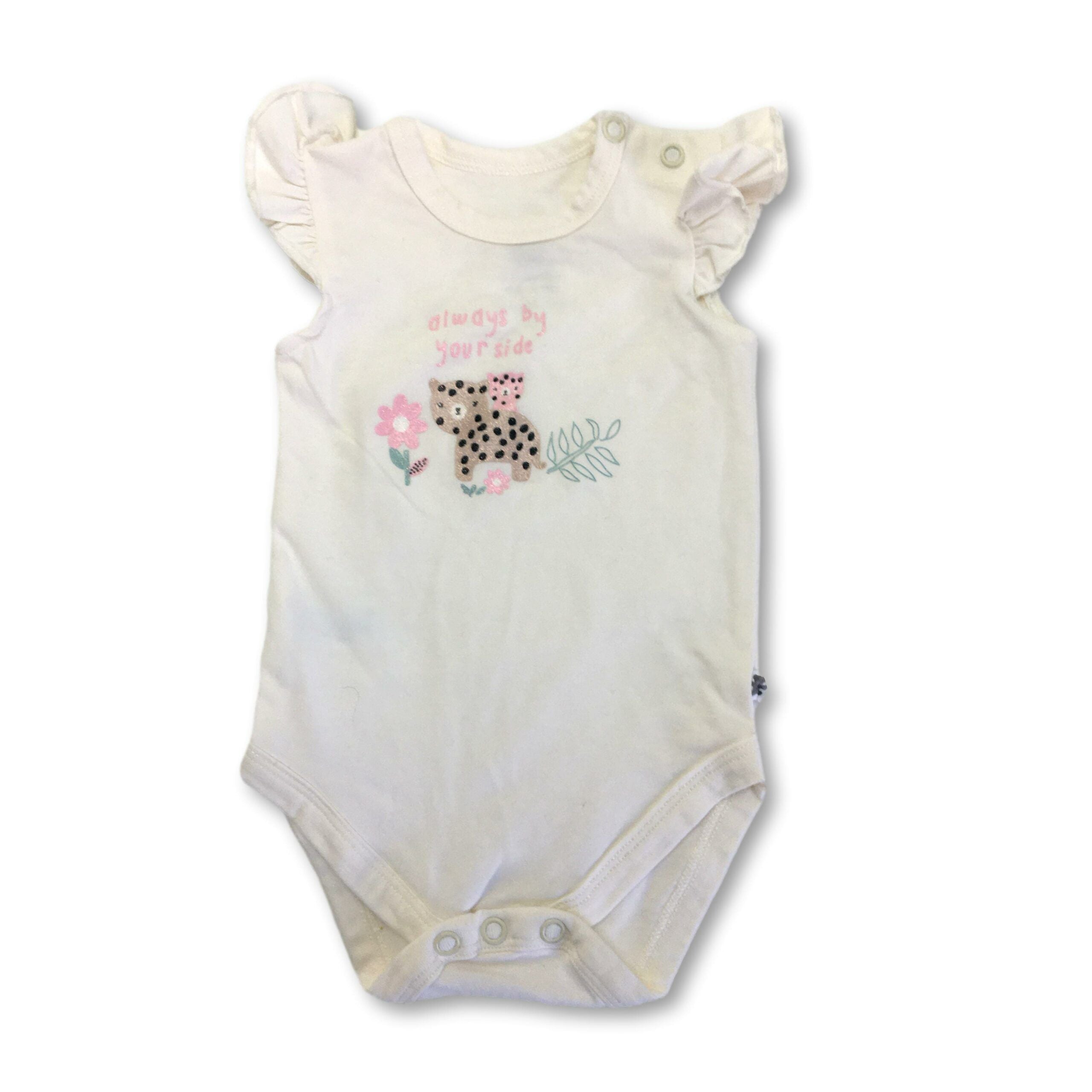 1-3M Cream Cheetah Frill Sleeve Bodysuit - Woolworths