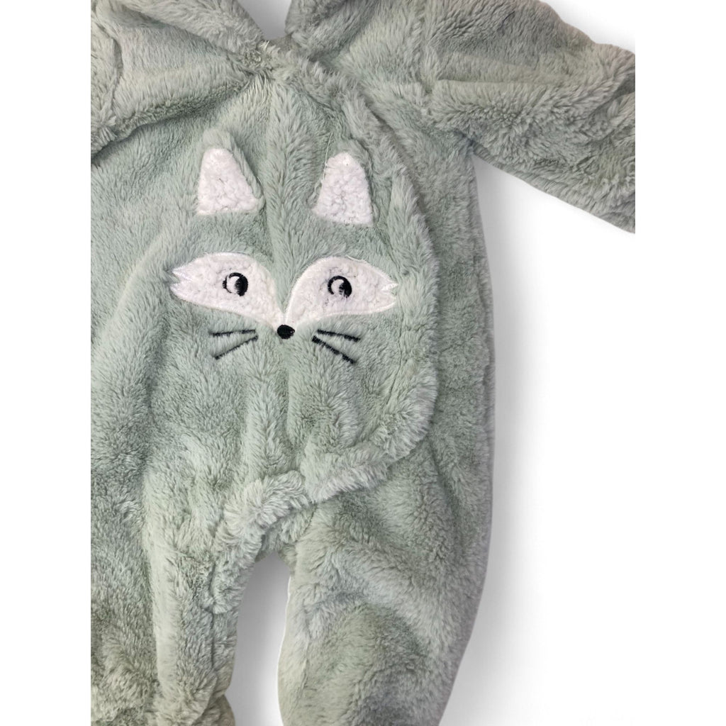 3-6M Mint Green Fleece Lined Fox Snowsuit Onesie - Ackermans