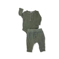 Newborn Sage Green Heathered Waffle Knit Bodysuit & Leggings - Cotton On