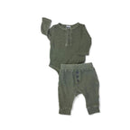 Newborn Sage Green Heathered Waffle Knit Bodysuit & Leggings - Cotton On