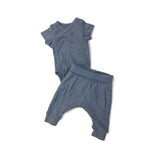 US Prem Dusty Blue Organic Cotton Bodysuit & Leggings - H&M