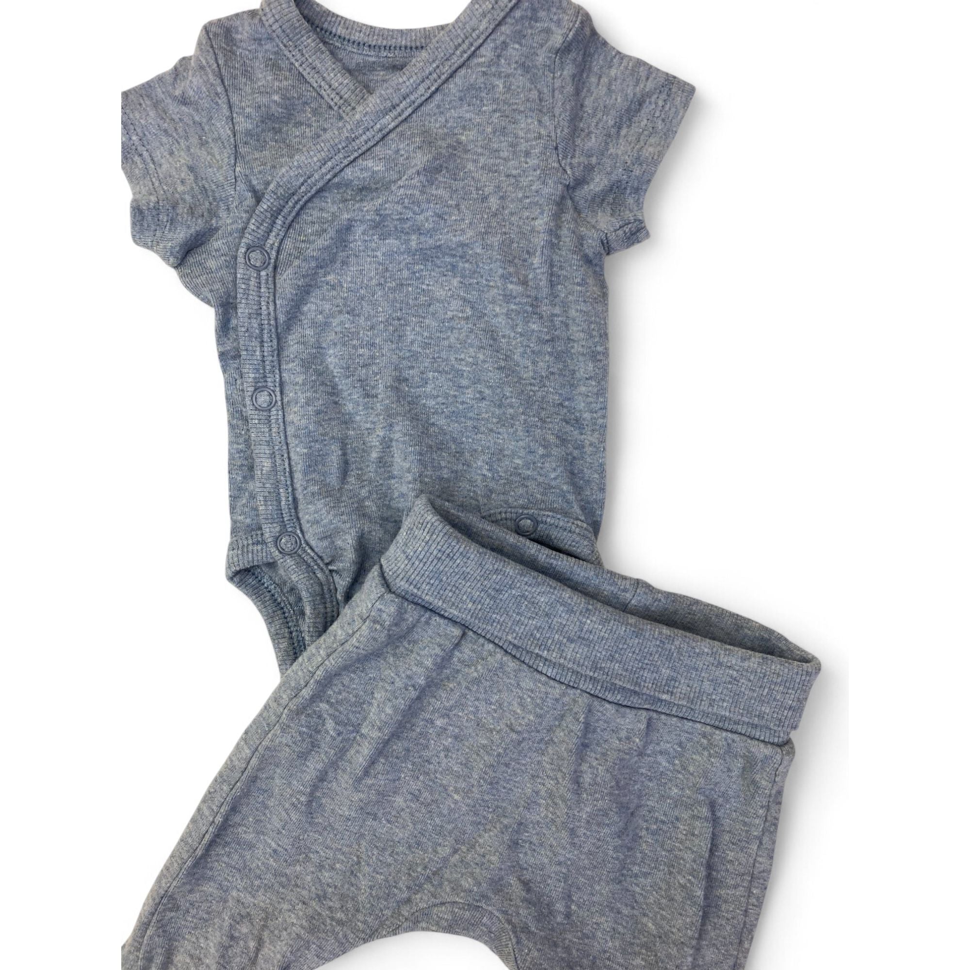 US Prem Dusty Blue Organic Cotton Bodysuit & Leggings - H&M