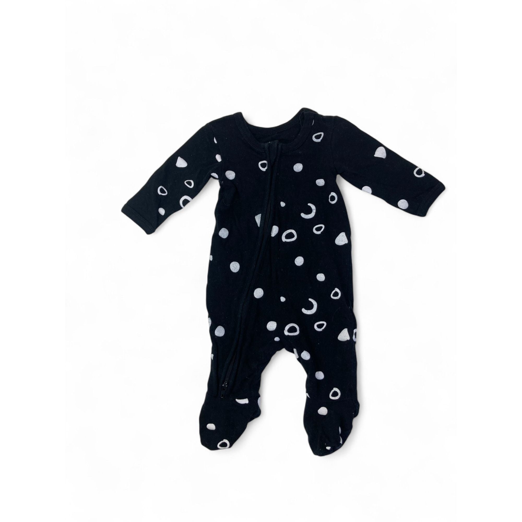 Newborn Black & White Bubble Zip Onesie - Woolworths