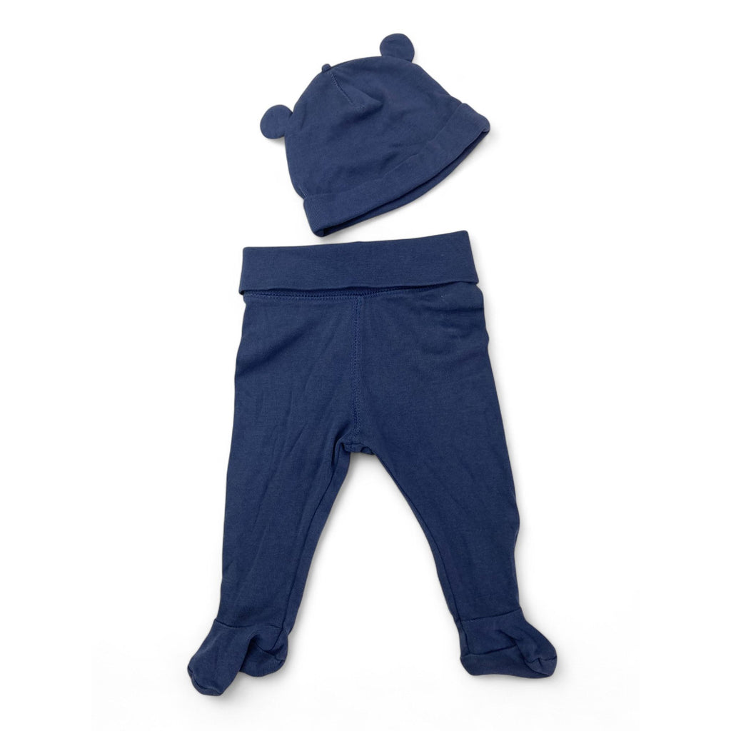 US 2-4M Mid Blue Organic Cotton Leggings & Beanie - H&M
