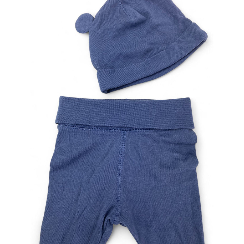 US 2-4M Mid Blue Organic Cotton Leggings & Beanie - H&M