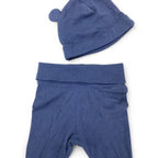 US 2-4M Mid Blue Organic Cotton Leggings & Beanie - H&M