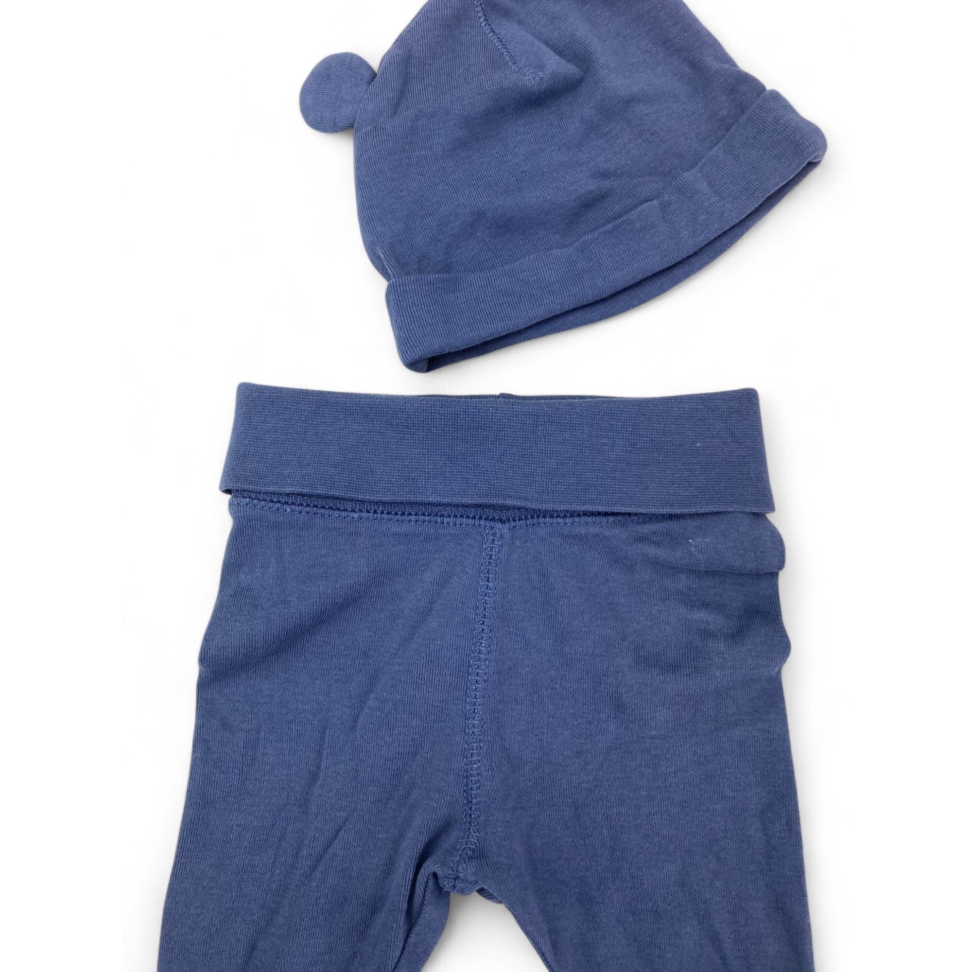 US 2-4M Mid Blue Organic Cotton Leggings & Beanie - H&M