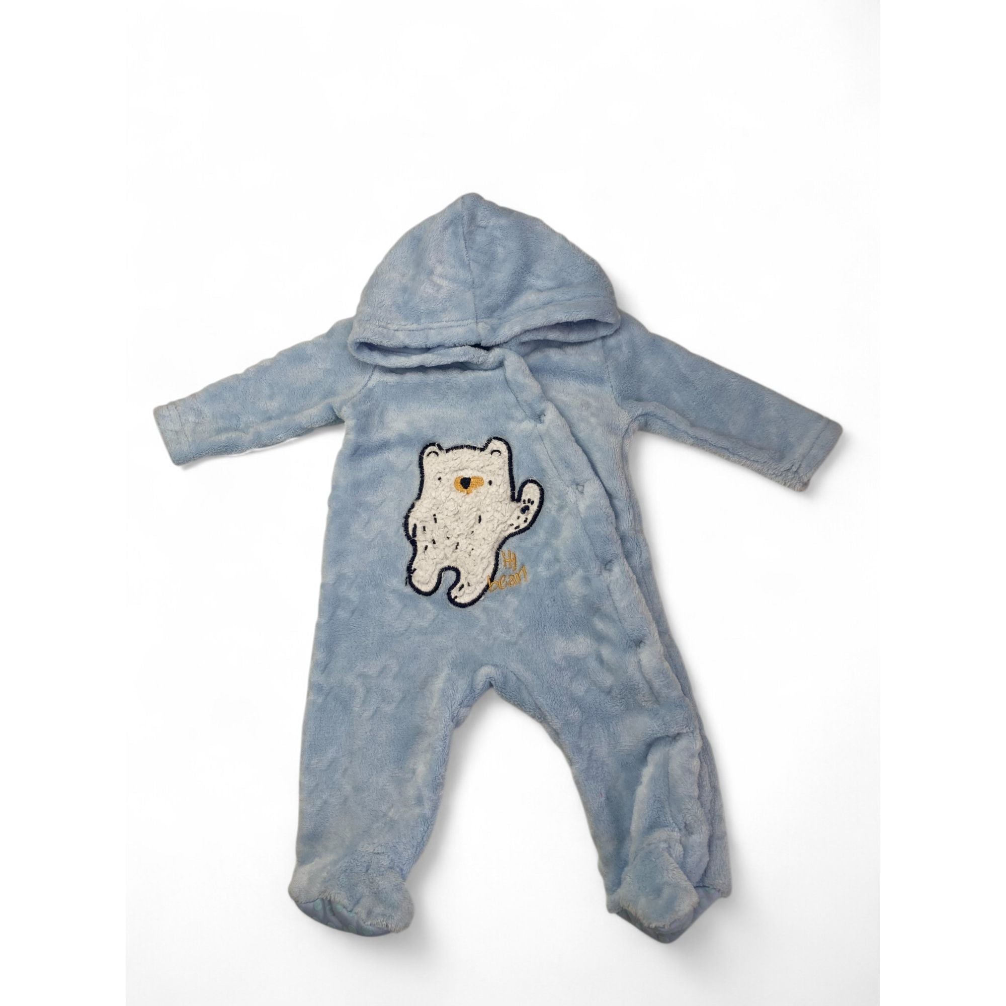 0-3M Light Blue Fleece Bear Snap Onesie - Ackermans