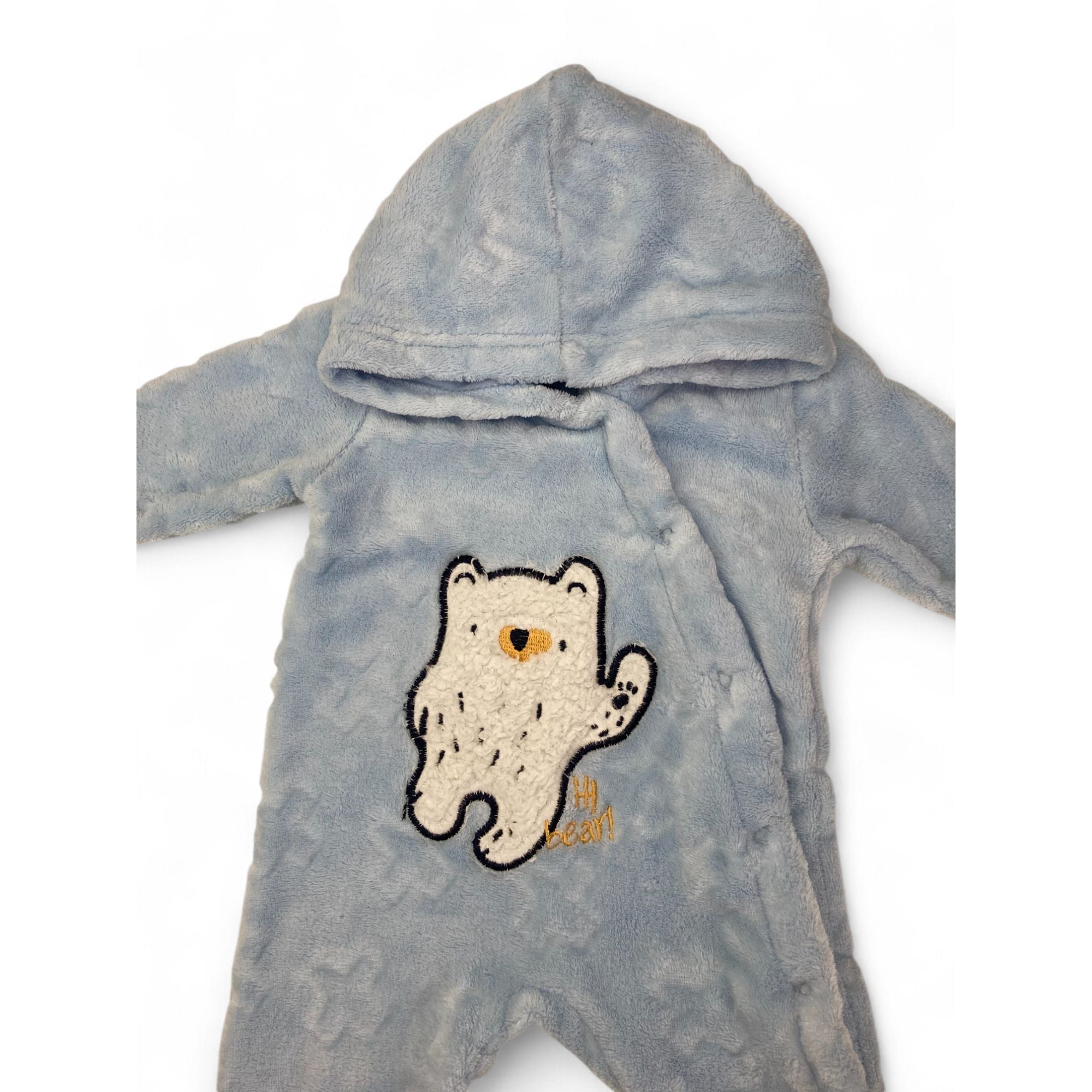 0-3M Light Blue Fleece Bear Snap Onesie - Ackermans