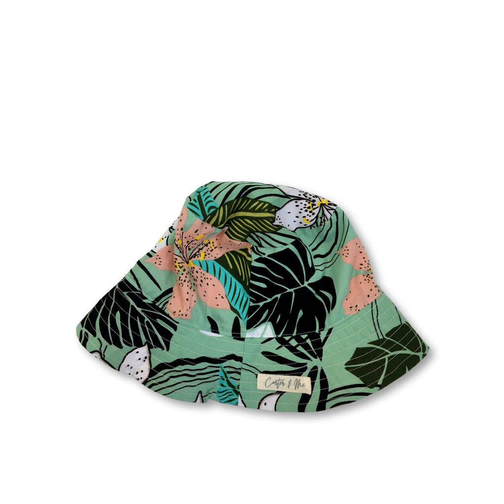 6-12M Green Floral & Pink Reversible Sun Hat - Carter & Me