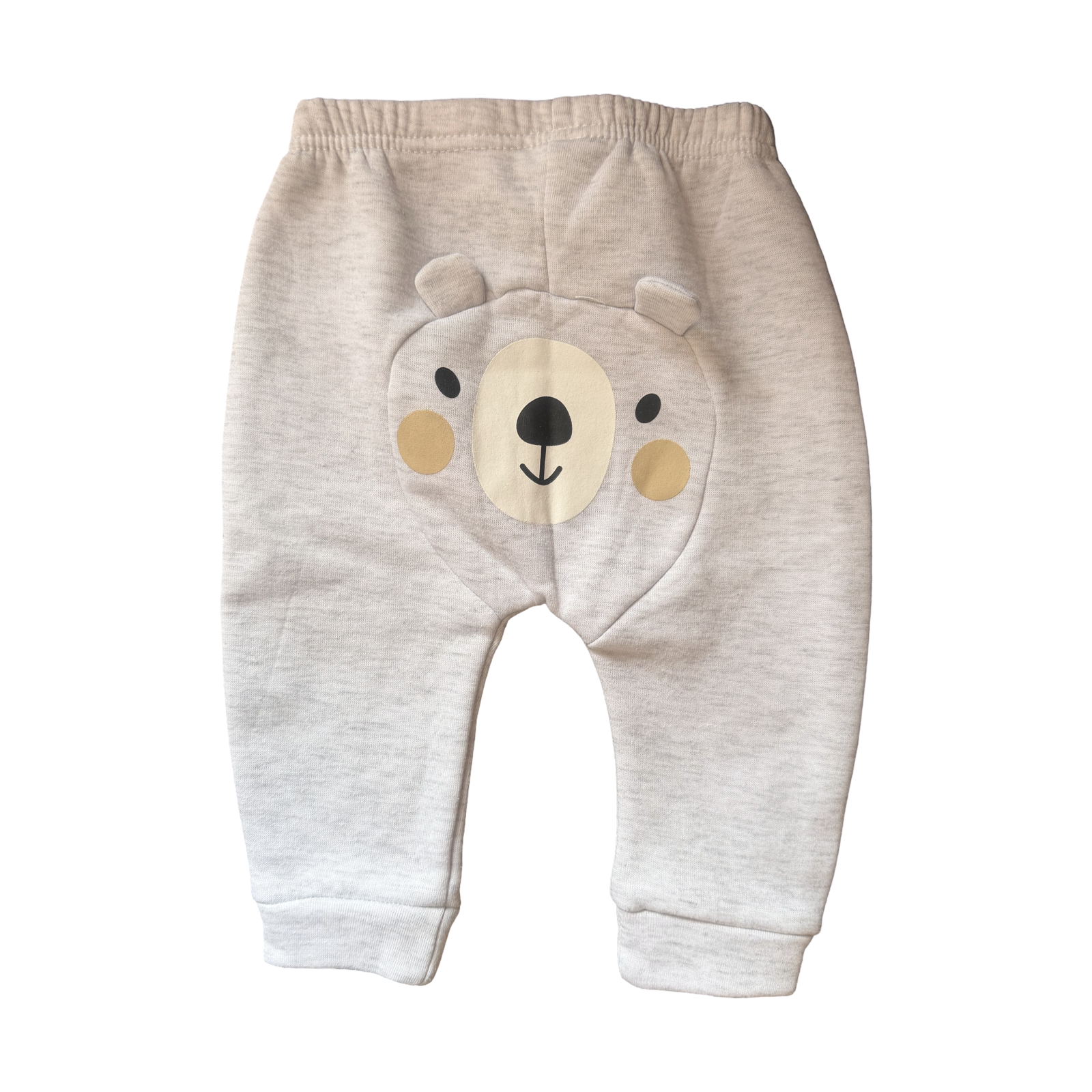 12-18M Grey Melange Jogger Pants with bear backside - Cuddlesome
