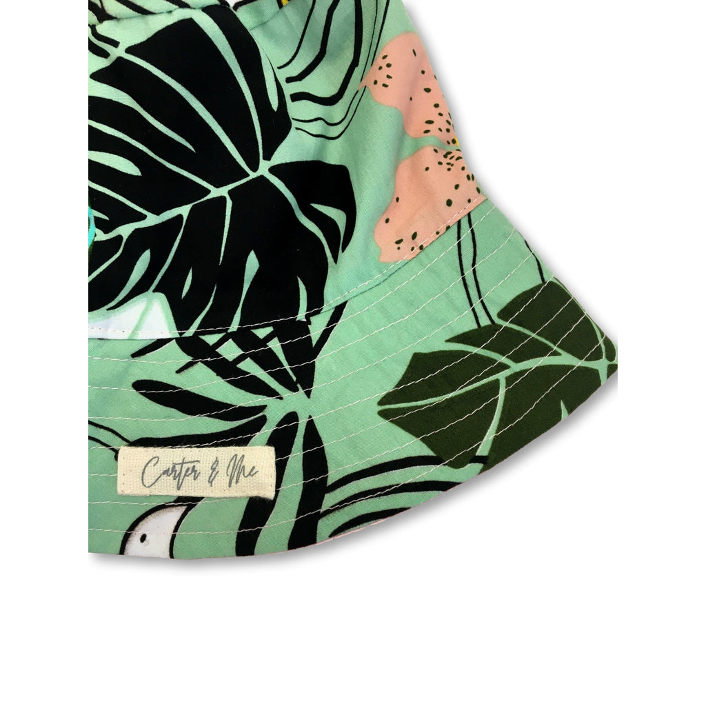 6-12M Green Floral & Pink Reversible Sun Hat - Carter & Me