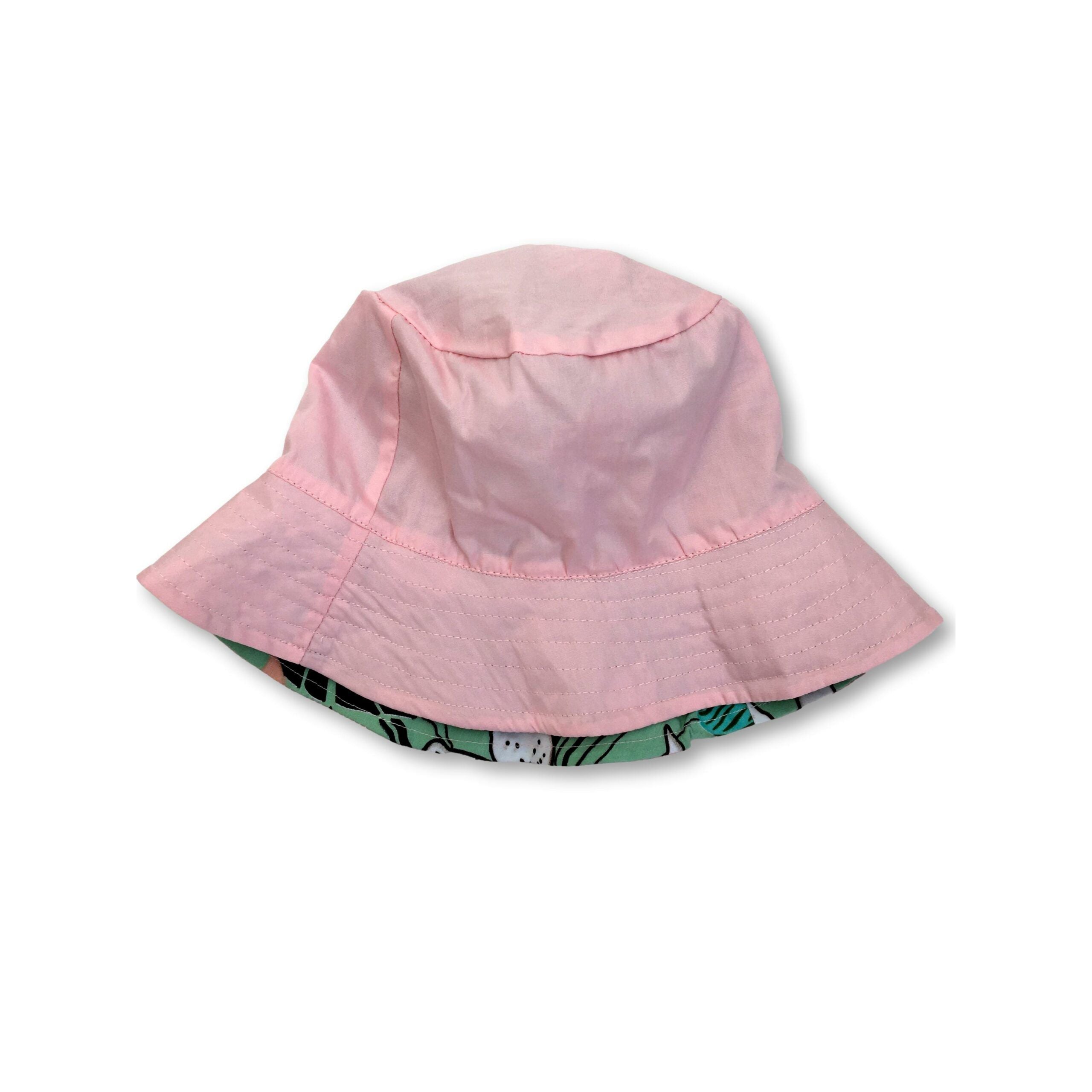 3-6M Green Floral & Pink Reversible Sun Hat - Carter & Me