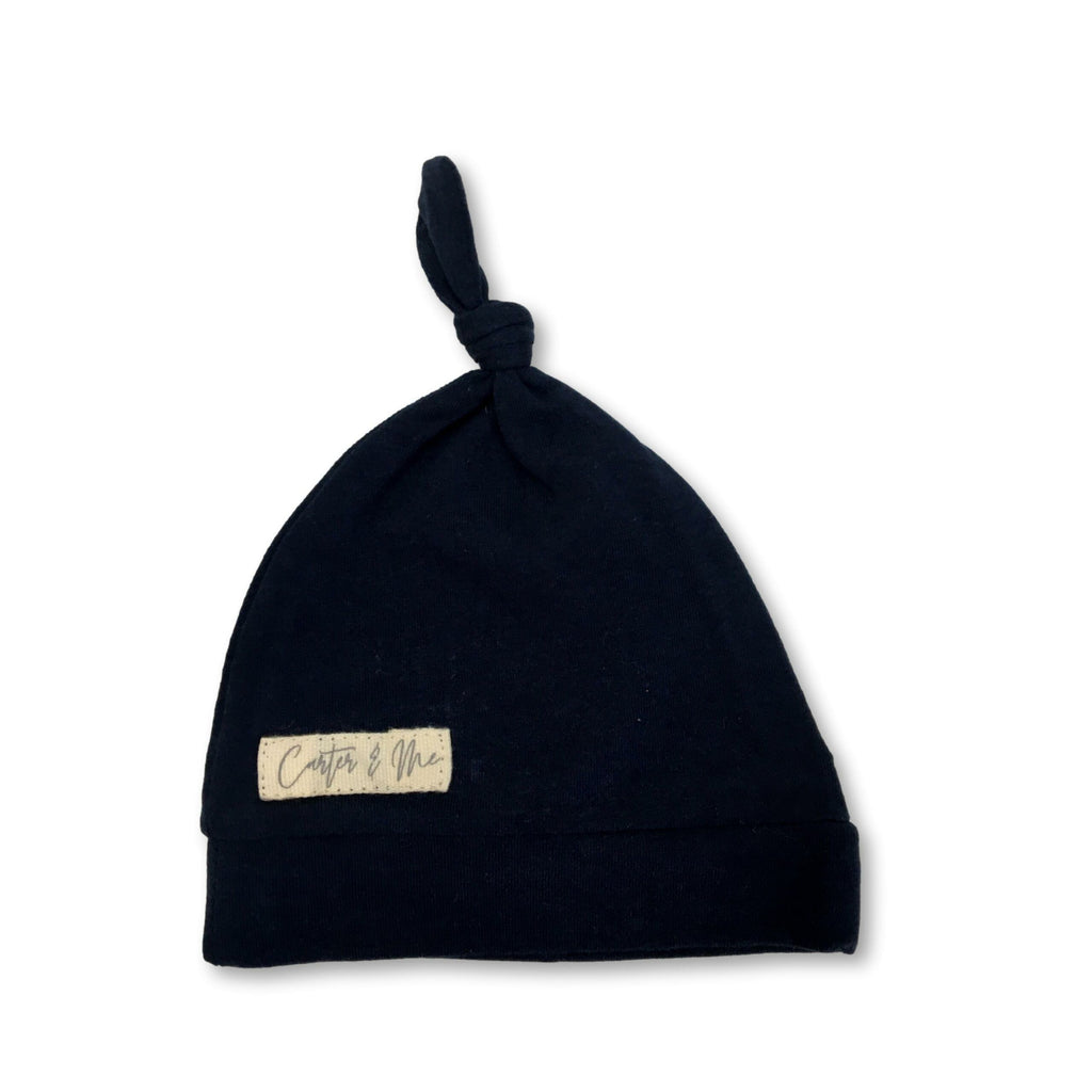 0-3M Navy Blue Knotted Beanie - Carter & Me